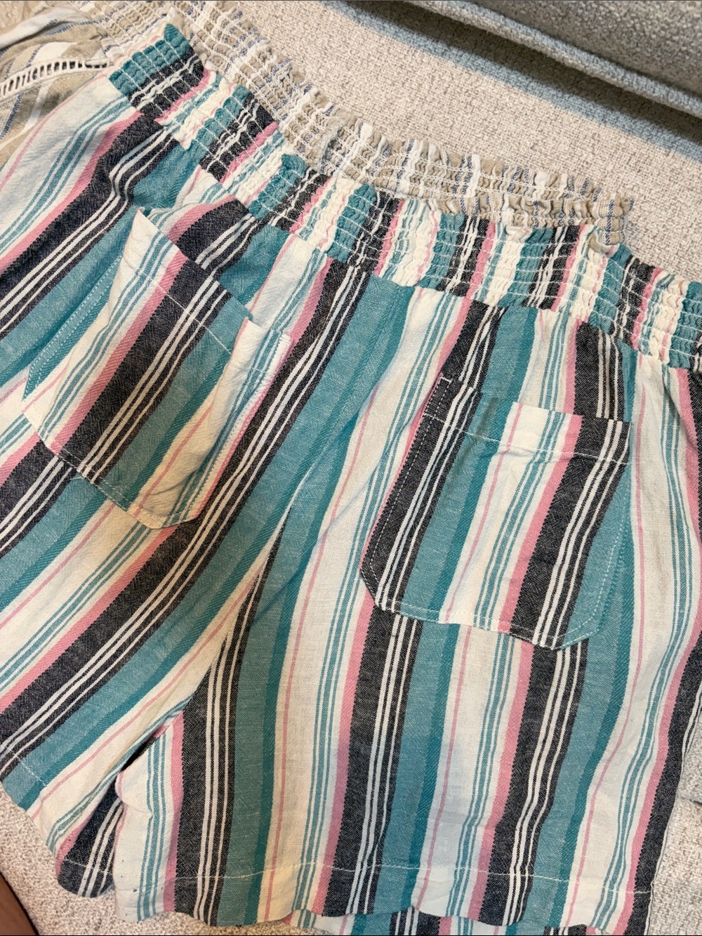 Briggs New York Teal, Pink & Cream Striped Drawstring Shorts Duo - Picture 4 of 6